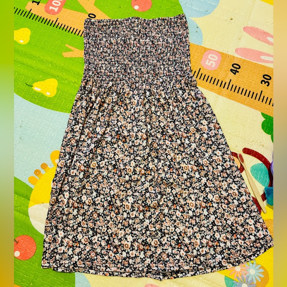 SHEIN floral strapless ruched dress